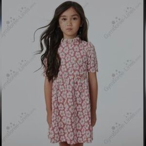 Floral Pink and White Jacquard Dress